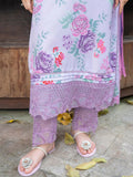 Panache Apparel Raw Silk Embroidered Stitched Suit-Lavender Bloom