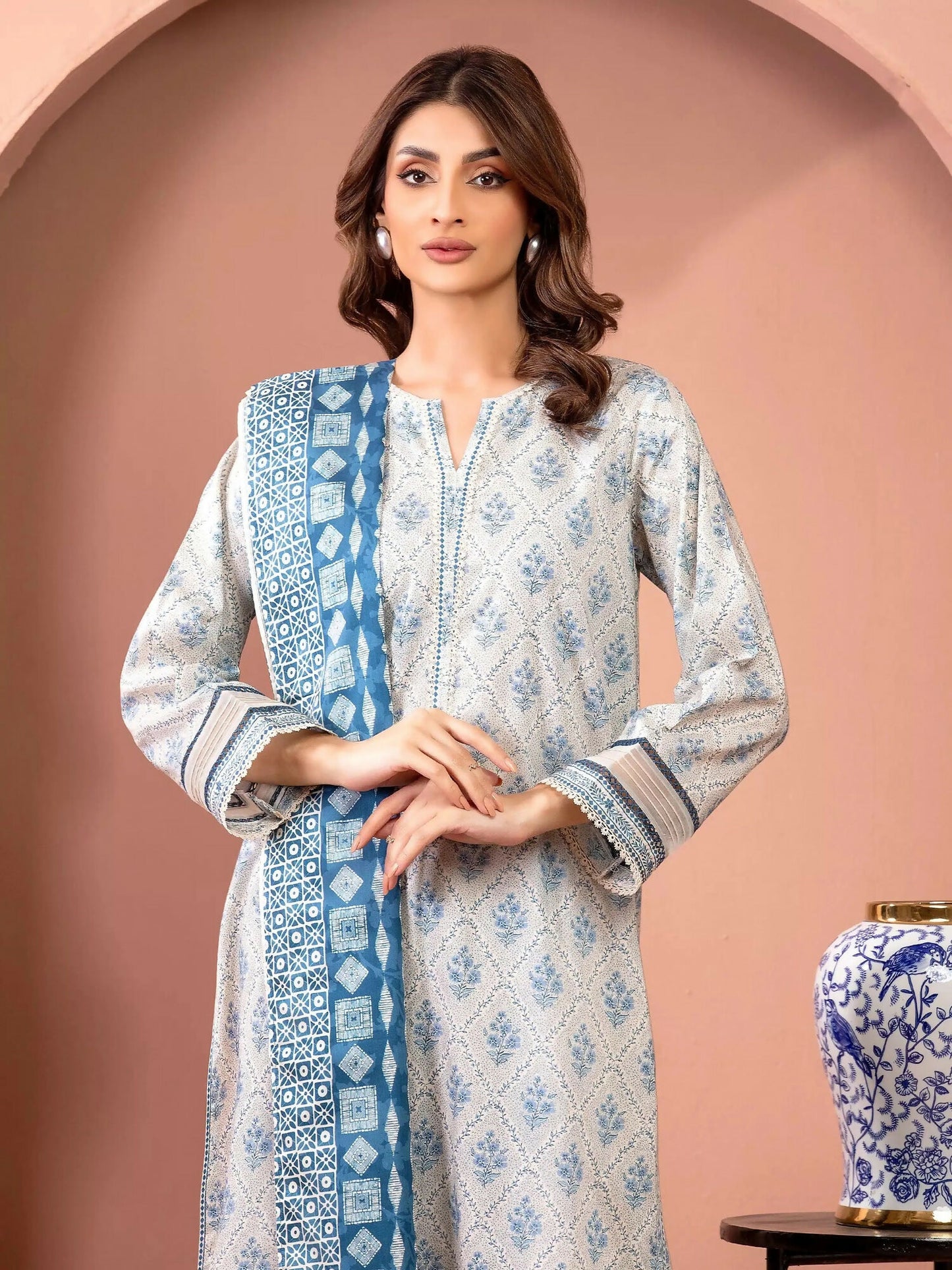 Edenrobe Allure Summer Lawn Printed Unstitched 3-Piece Suit-EWU5A1-35132