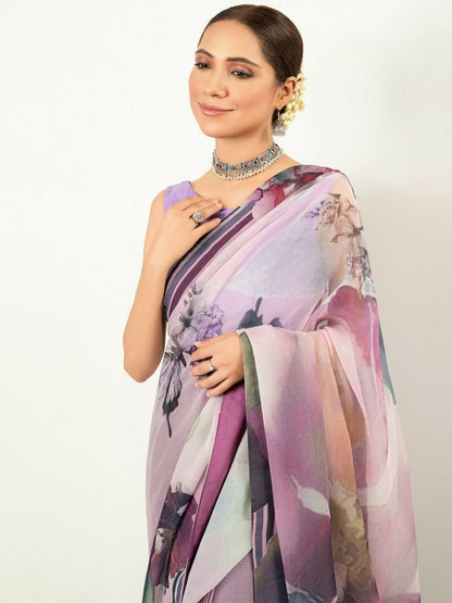 Imran Aftab Chiffon Printed Unstitched Saree-IASC 04