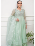 Allure By IH Lehr Chiffon Embroidered Lehenga-Matcha