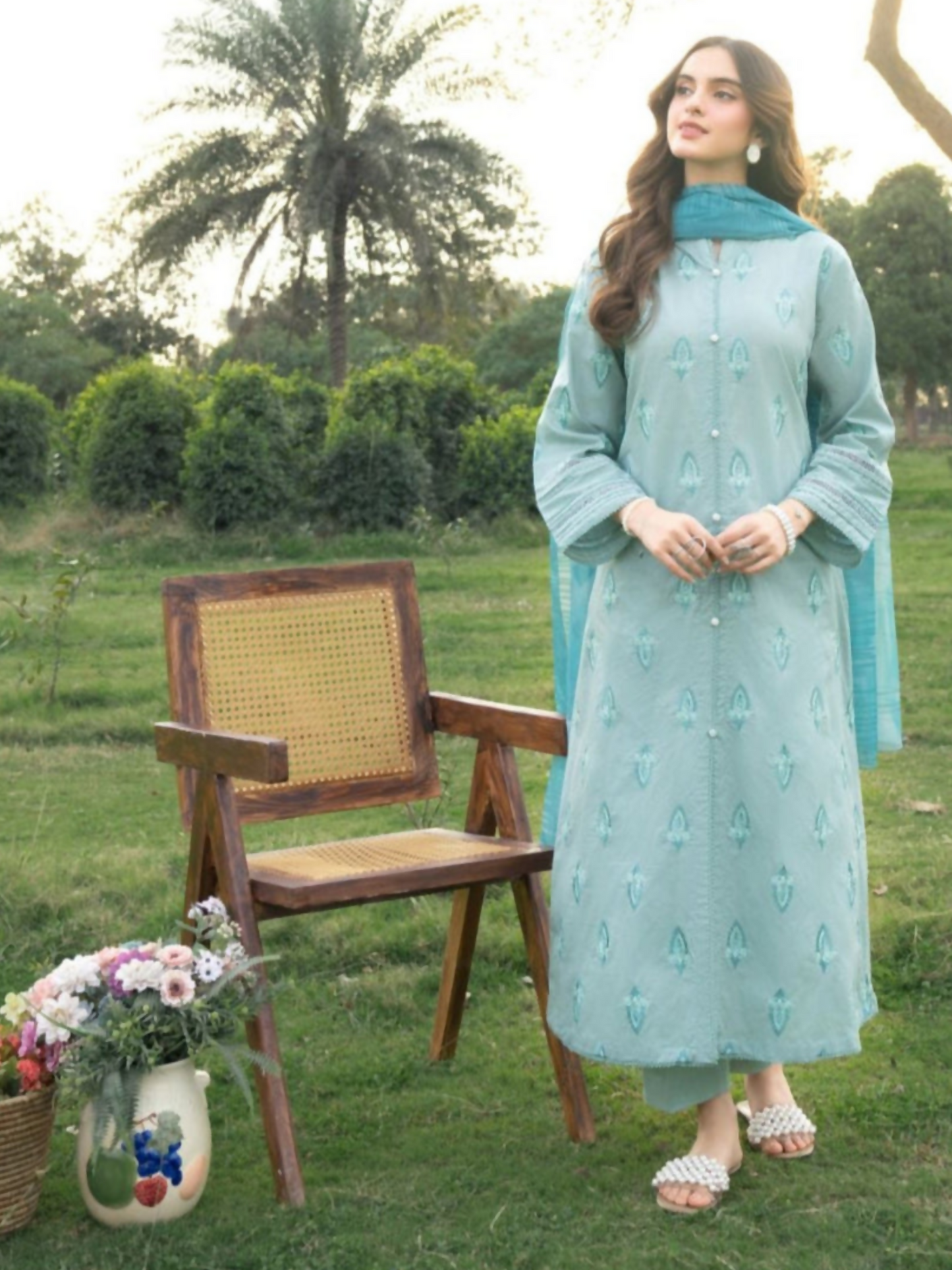 Panache Apparel Serenity Cotton Lawn Embroidered Stitched Suit-Mirage