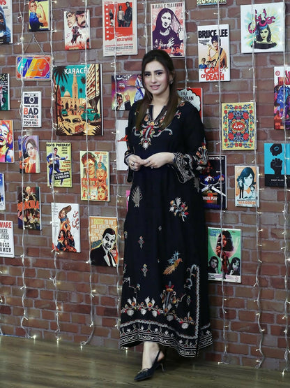 Zeephire Linen Embroidered Stitched 2-Piece Suit-Adaab