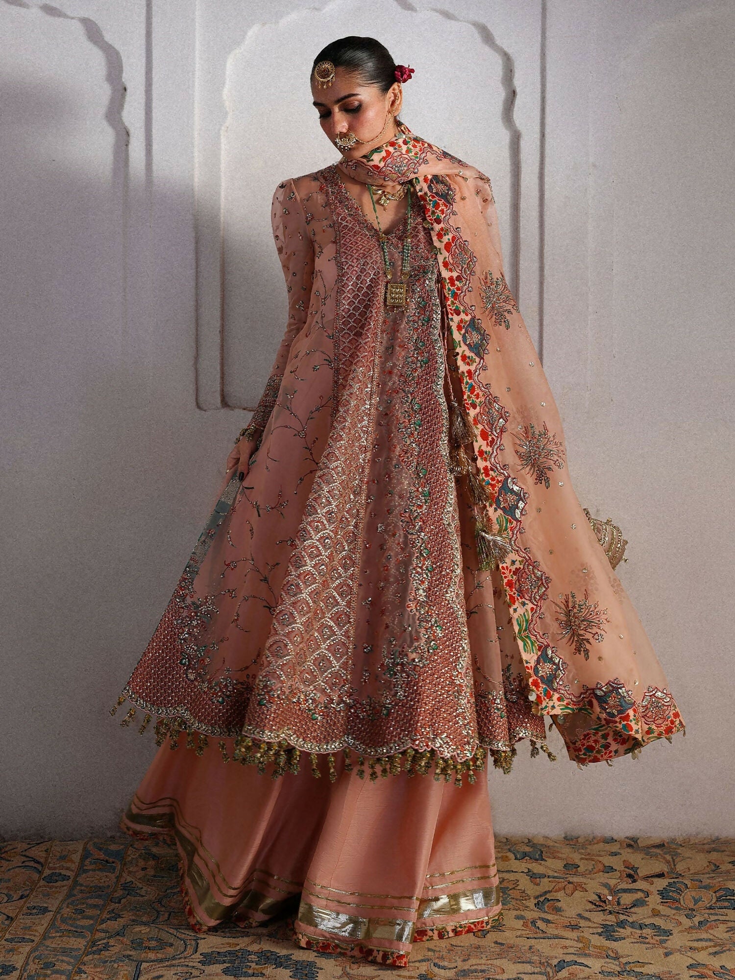 Hussain Rehar Festive Unstitched'26 Organza Embroidered 3-Piece Suit-Malka