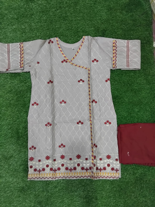 Grey Bin Shaukat Pima Lawn Embroidered Stitched 2-Piece Suit