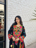 Tawakal Closet Linen Embroidered Stitched 3-Piece Suit-Multi Color Black