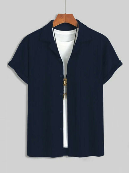 Jupiter Plain Knitwear Lapel Collar Button Shirt-15153