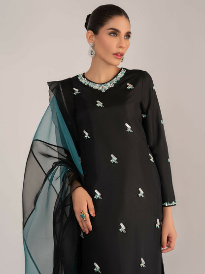 Allure By IH Raw Silk Embellished Stitched 3-Piece Suit-Mia