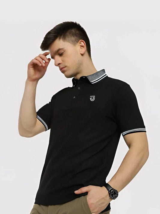 Men’s Jupiter polo shirt made from premium soft cotton, featuring a classic collar, ribbed cuffs, side vents, and a signature chest logo for timeless casual and semi-formal style
