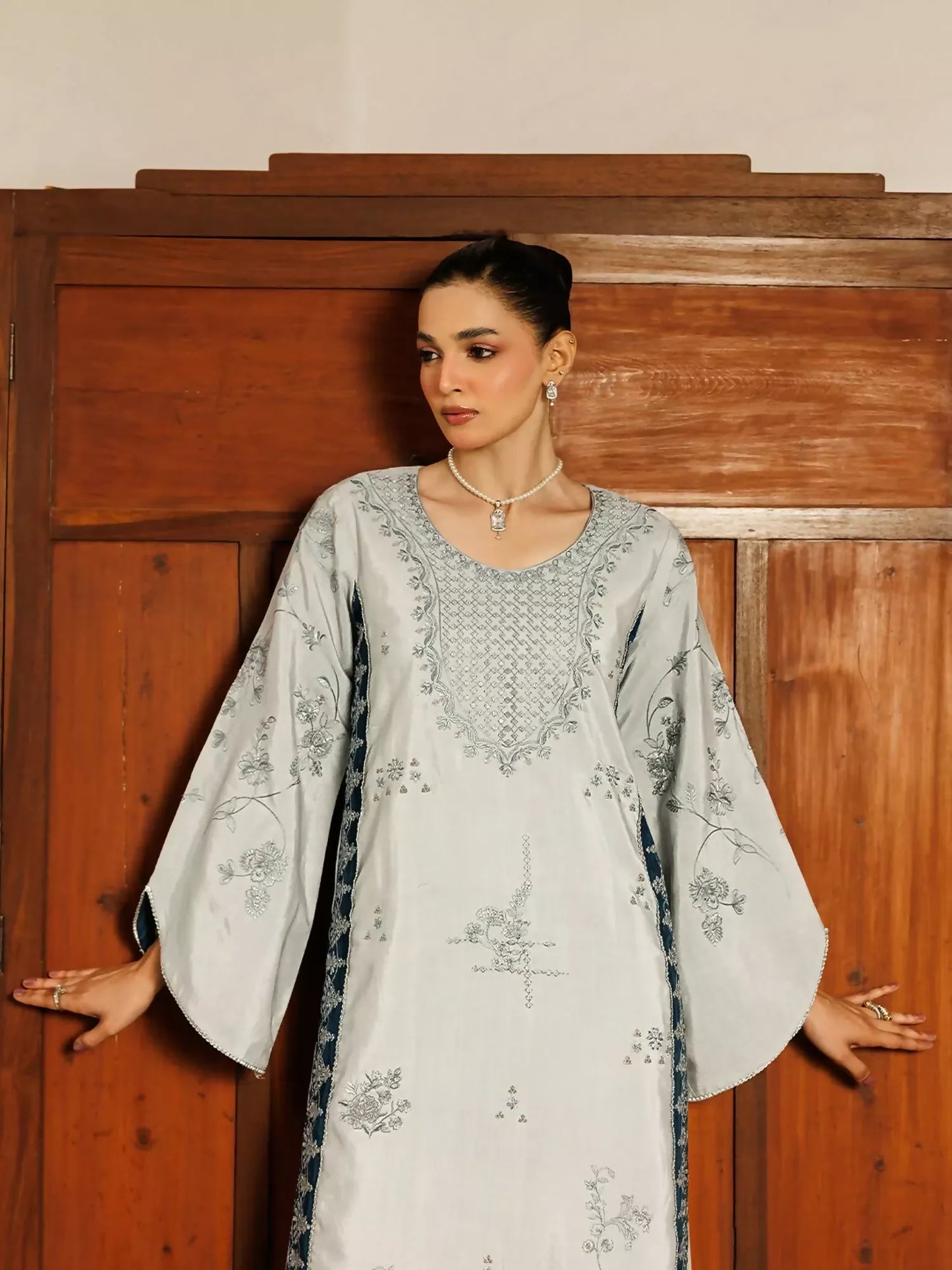Panache Apparel Noore Eid Edit Raw Silk Embroidered Stitched Suit-Yara