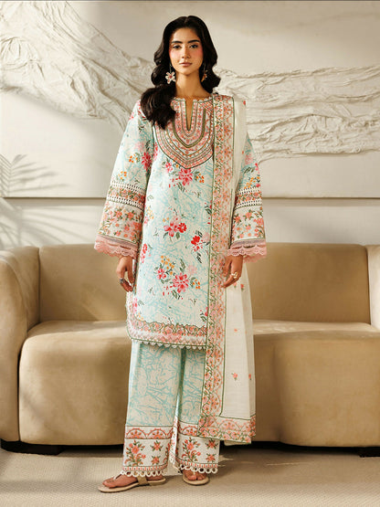Mahnur Leila Lawn'26 Embroidered Unstitched 3-Piece Suit-L-05