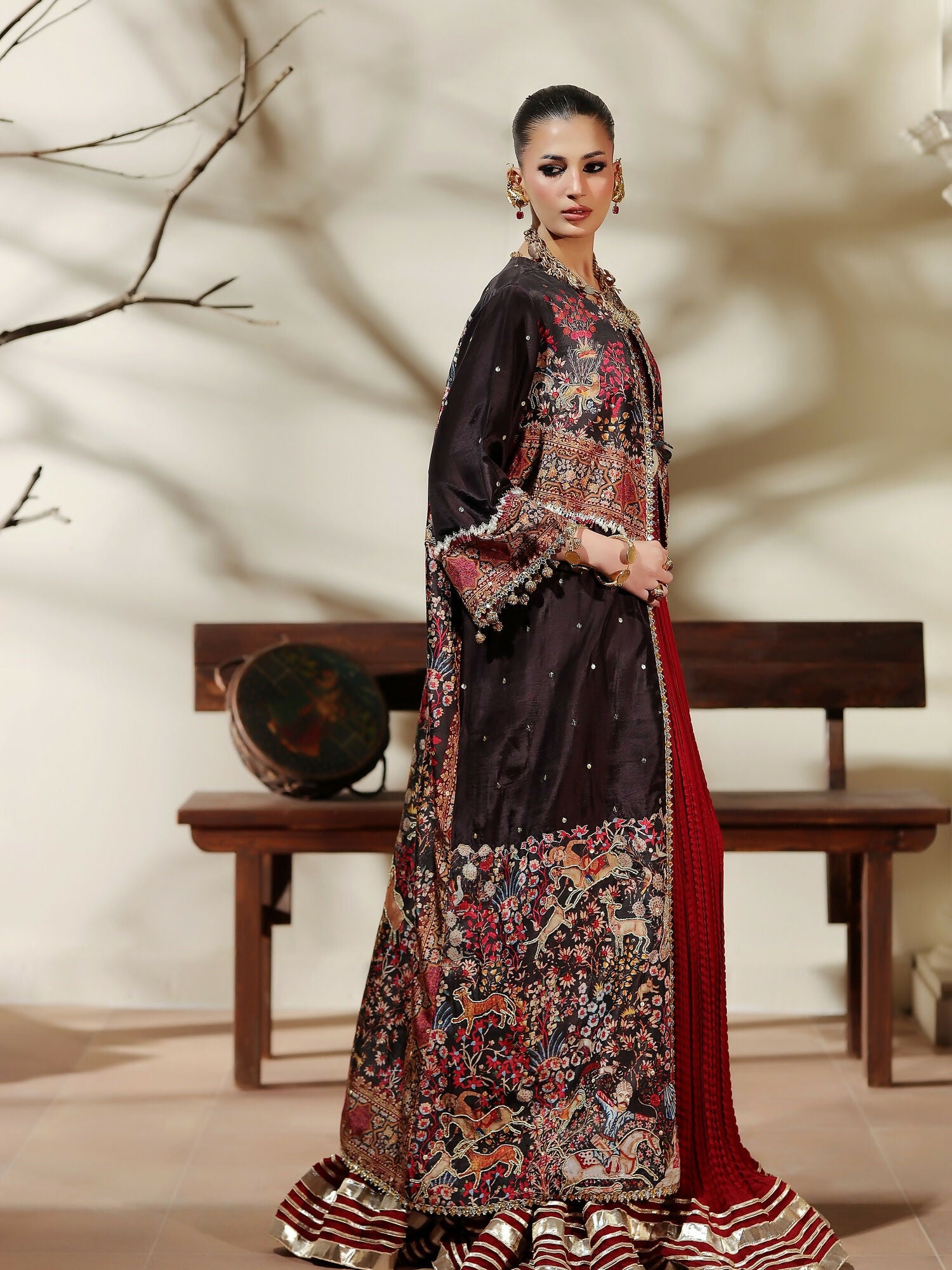 Shiza Hassan The Royal Affair Tusser Silk Embellished Pishwas-Eternal Empress