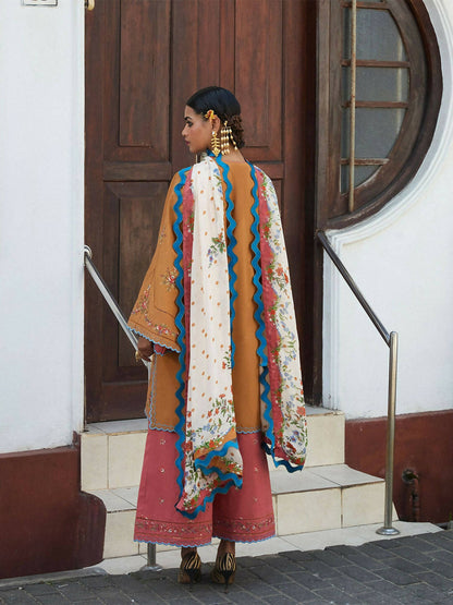 Jugnu by Hussain Rehar SS'25 Cotton Embroidered Unstitched 3-Piece Suit-Nal