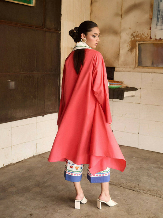 Jugnu by Hussain Rehar Basics'24 Cotton Embroidered Stitched 2-Piece Suit-Coraline