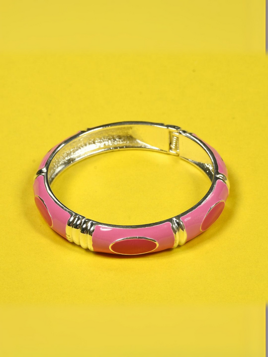 Elegant enamel clutch bangle with gold accents, crafted from tarnish-resistant material for a sleek everyday look.