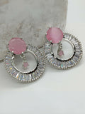 H&A Jewellery One Carat Silver with Semi-Precious Stone Earring