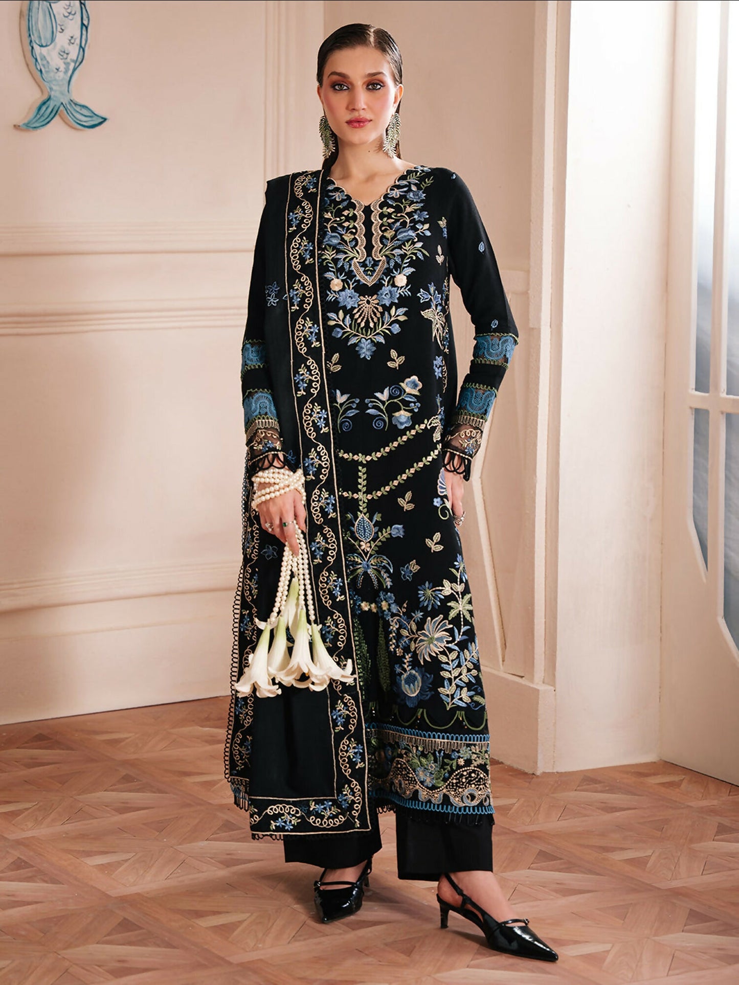 Mahnur Secret Garden Karandi Embroidered Stitched 3-Piece Suit–SG-011