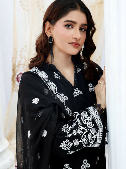 RB Pret & Couture Linen Embroidered Stitched 3-Piece Suit-04