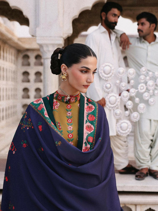 Jugnu By Hussain Rehar Khaddar'25 Embroidered Unstitched 3-Piece Suit-Mitra