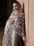 Hussain Rehar Luxury Pret Eid'24 Raw Silk Embellished Stitched 3-Piece Suit-Mist