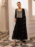 Allure By IH Be-My-Guest Thai Silk Embroidered kaftan Set-Espresso