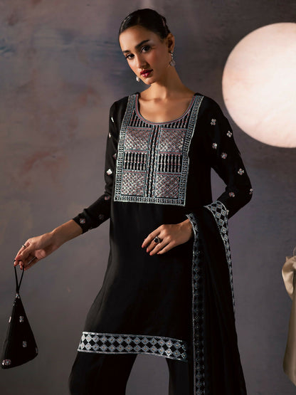 Allure By IH Be-My-Guest Thai Silk Embroidered Stitched 3-Piece Suit-Candy