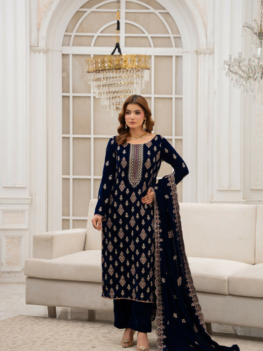 Noori Velvet Embroidered Unstitched 3-Piece Suit