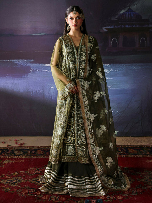 Mahnur – Stitched 3-Piece Embroidered Organza Suit with Organza Dupatta and Raw Silk Trouser