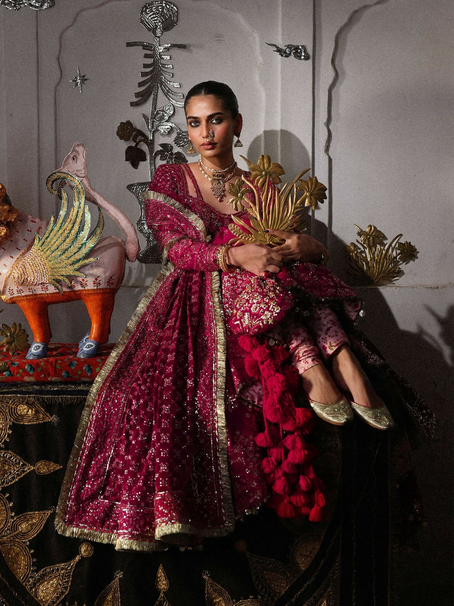 Hussain Rehar Festive Unstitched'26 Korean Raw Silk Embroidered 3-Piece Suit-Gulpanra