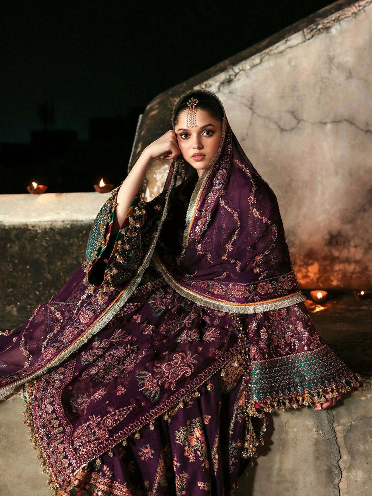 Hussain Rehar Massarat Festive Unstitched'25 Chiffon Embroidered 3-Piece Suit-Ghazal