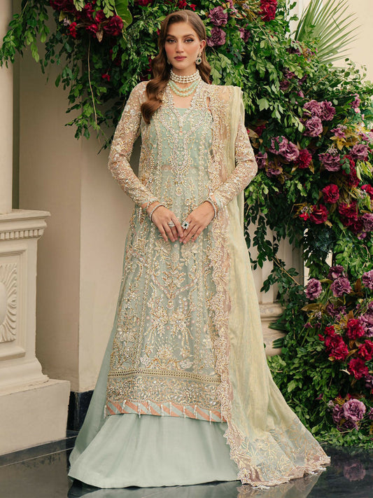 Parishay embroidered lawn front with intricate neckline and borders – unstitched 3-piece suit