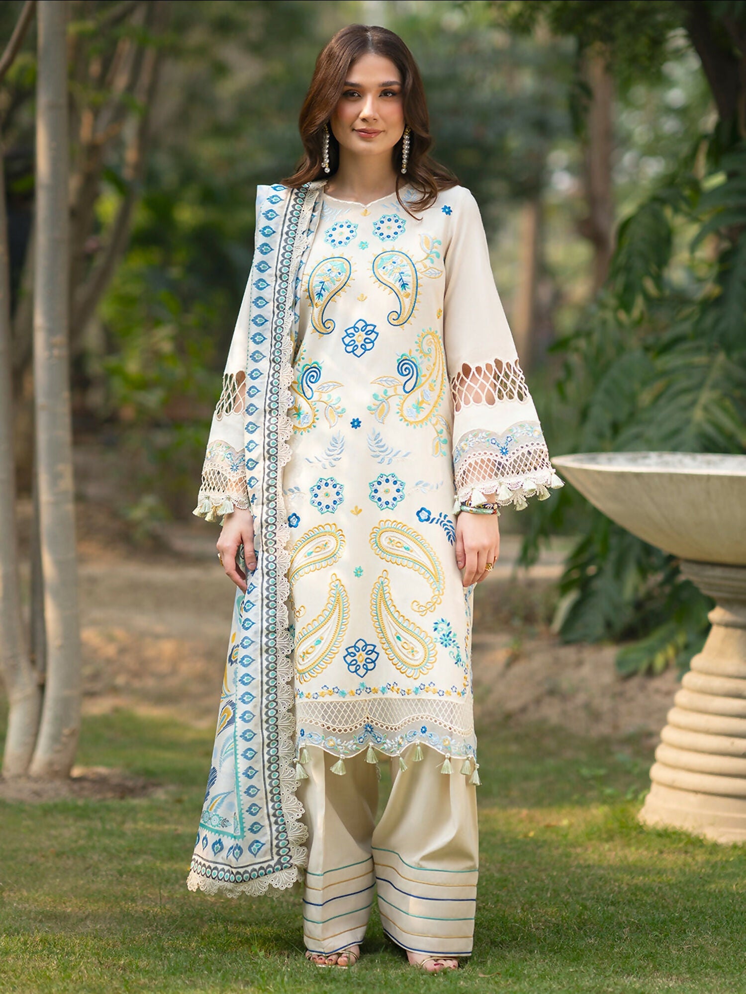 Mahnur Angan Lawn'26 Embroidered Stitched 3-Piece Suit-AN-005