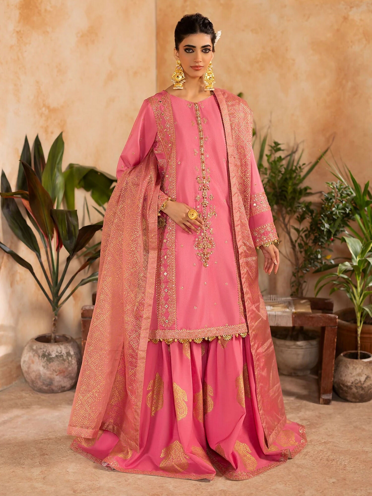 Shurooq Kanpur 1912 Silk Embellished Stitched 3-Piece Suit-Shahkaar