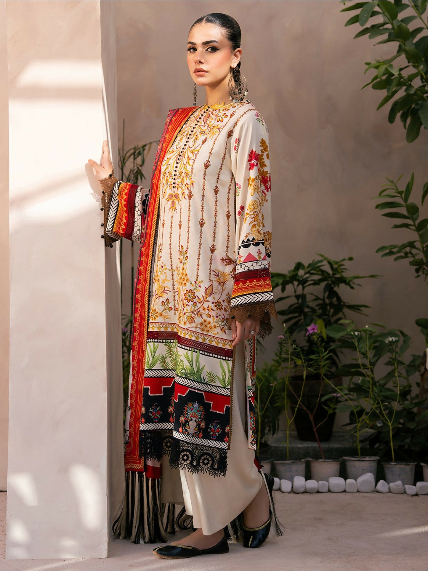 Binilyas Kotrai Embroidered Unstitched 3-Piece Suit-794-A