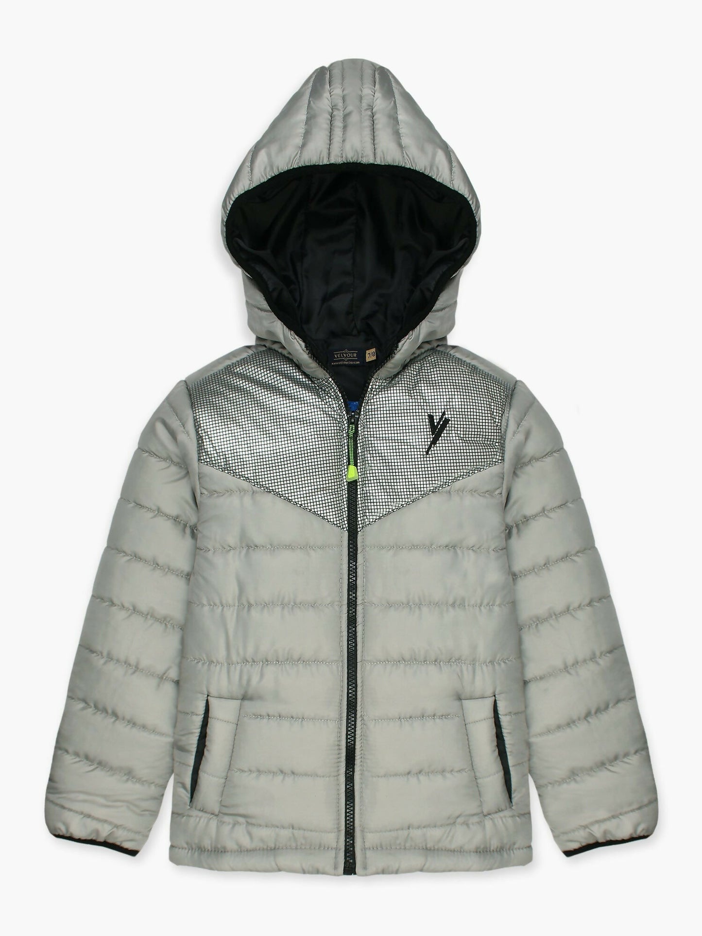 Silver Velvour Puffer Jacket-VJ24-A