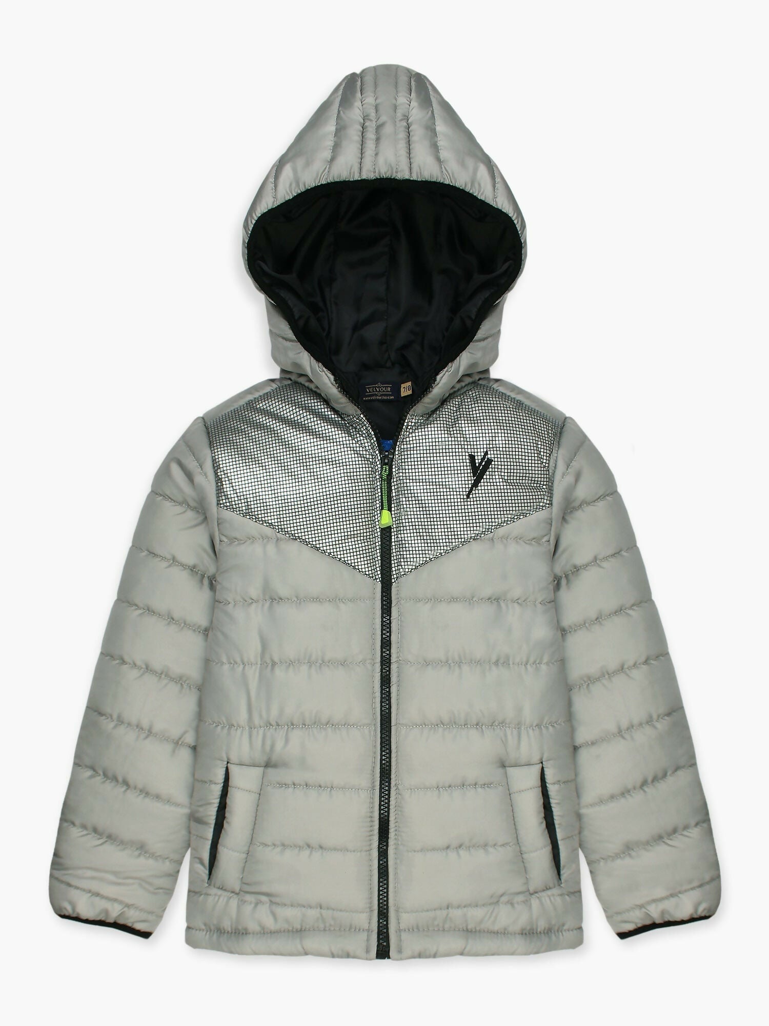 Silver Velvour Puffer Jacket-VJ24-A