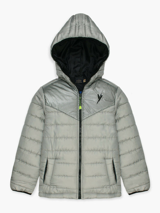 Silver Velvour Puffer Jacket-VJ24-A