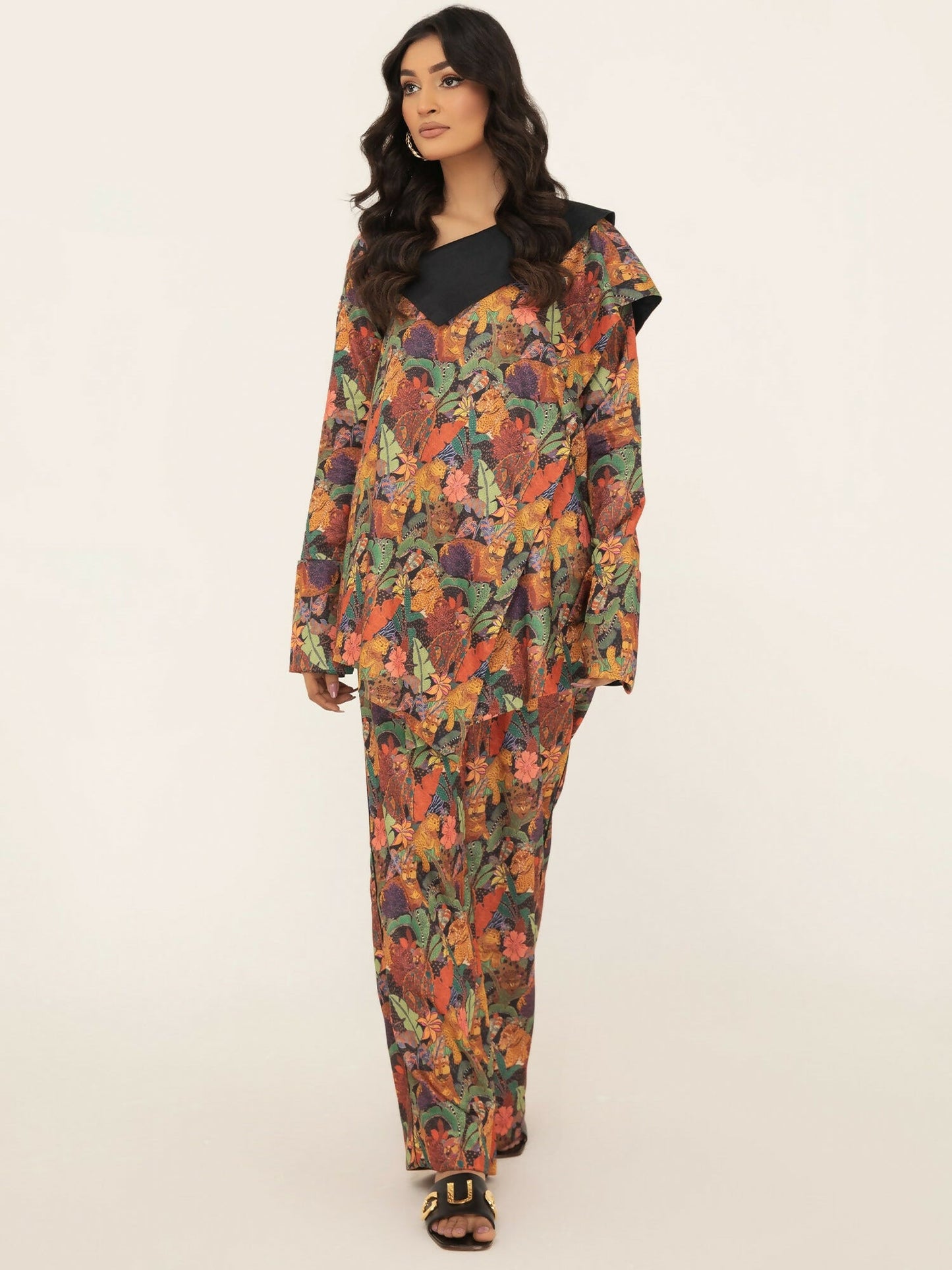 Shiza Hassan SH West Korean Raw Silk Printed Co-Ord Set-Leya