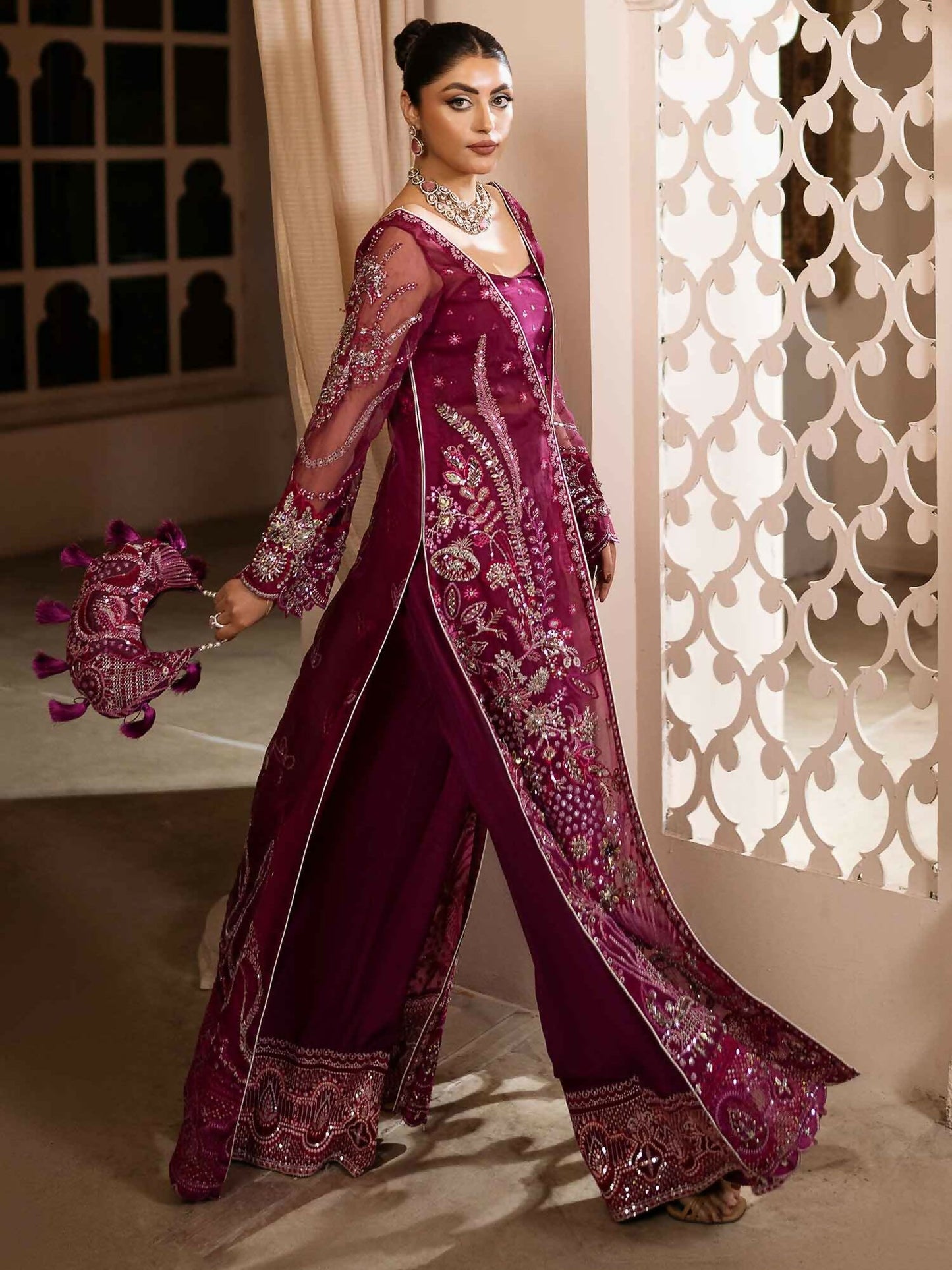 Shiza Hassan Shehnai Organza Embellished Stitched 4-Piece Suit-Ceila