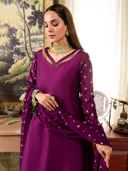 Allure By IH Raw Silk Embellished Stitched 3-Piece Suit-Anya