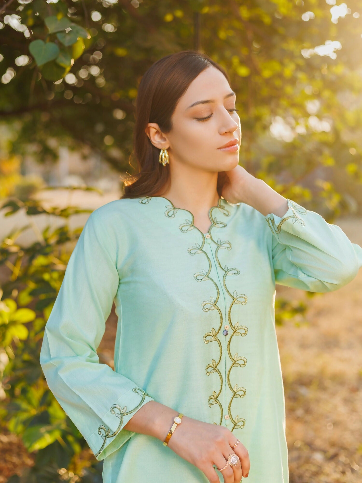 MAK Fashion Dobby Lawn Embroidered Co-Ord Set-Aura