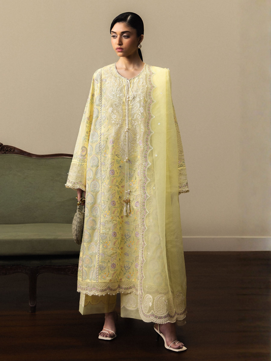Zara ShahJahan Satori'26 Lawn Embroidered Unstitched 3-Piece Suit-Hinata-D3