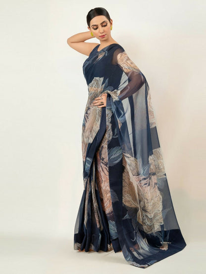 Imran Aftab Chiffon Printed Stitched Saree-IASC 13