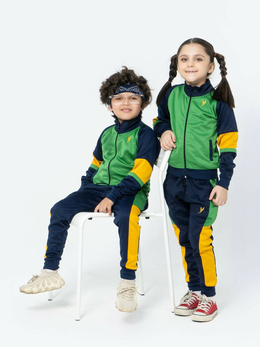 Green and Black Velvour Winter Tracksuit-VWT07-C