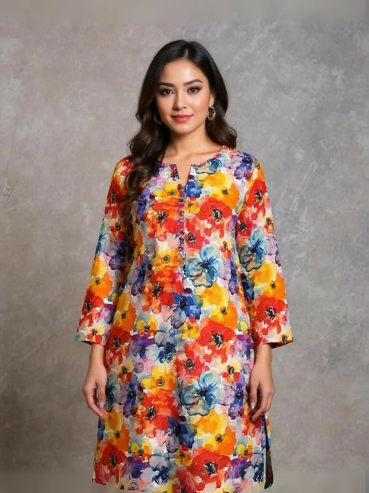 Bin Shaukat unstitched 2-piece digital lawn suit featuring all-over print and matching printed trouser.