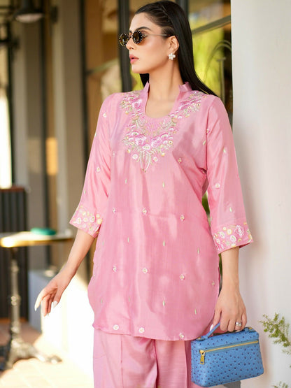 Allure By IH Allure Pret Raw Silk Embroidered Co-Ord Set-Leslie