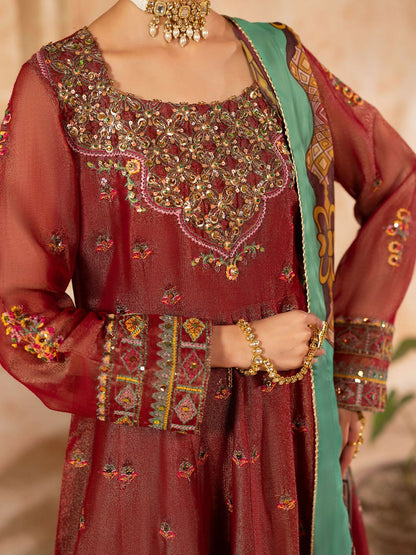 Shurooq Kanpur 1912 Net Embellished Pishwas-Lal Qila