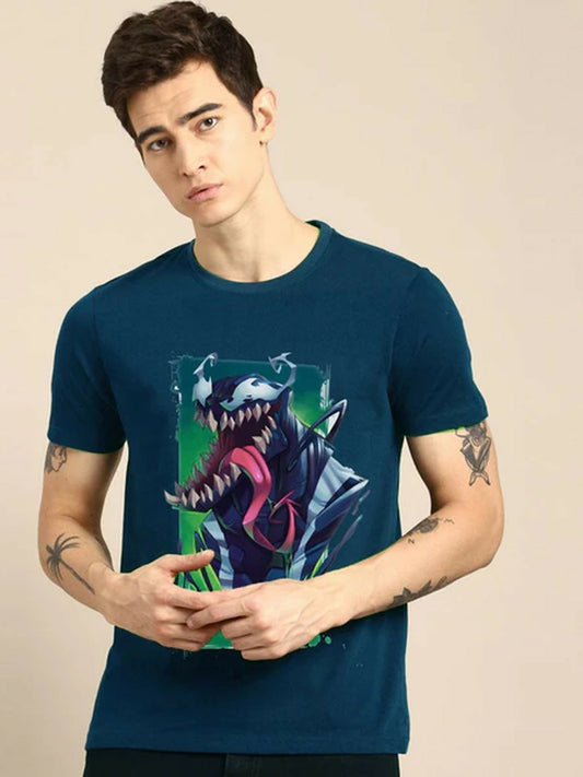 Blue Jupiter Printed Pro Venom Graphic Tee-Shirt-13514