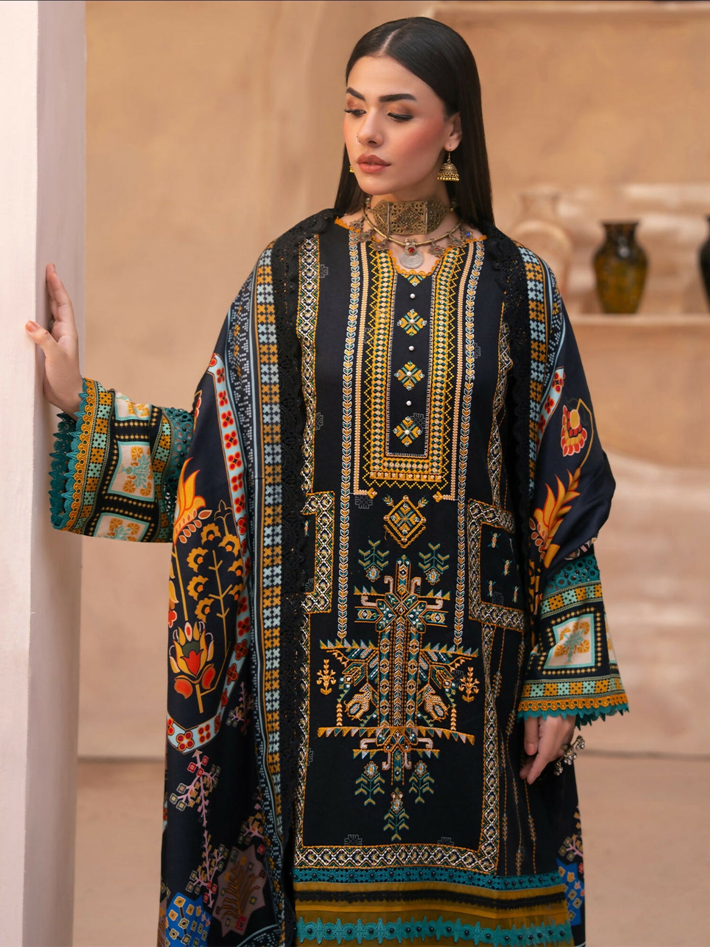 Binilyas Kotrai Embroidered Unstitched 3-Piece Suit-792-A