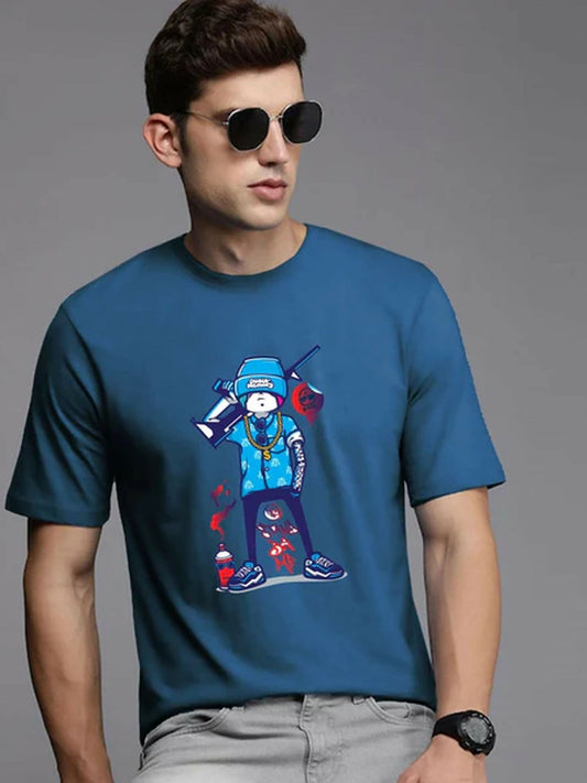 Blue Jupiter Printed Vintage Graphic Tee-Shirt-14462