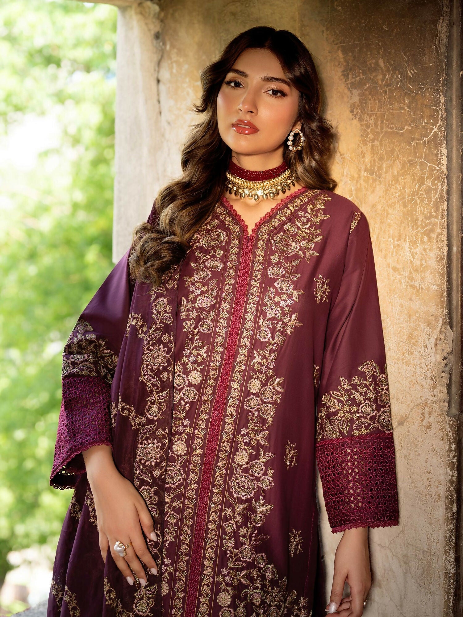 Panache Apparel Rang-e-Bahar Lawn Embroidered Stitched Suit-Almas